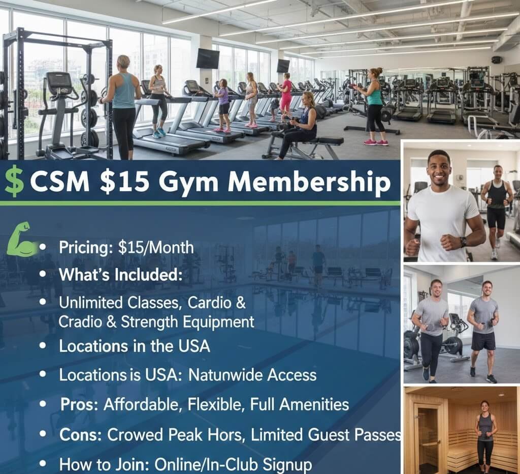  CSM $15 Gym Membership Included Featuers